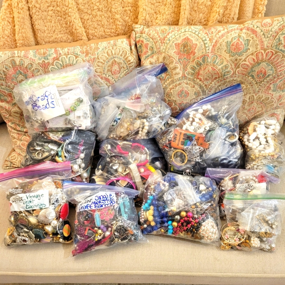 Junk Drawer Jewelry 2 Pound Lot - Craft, Repair, Scrap, etc